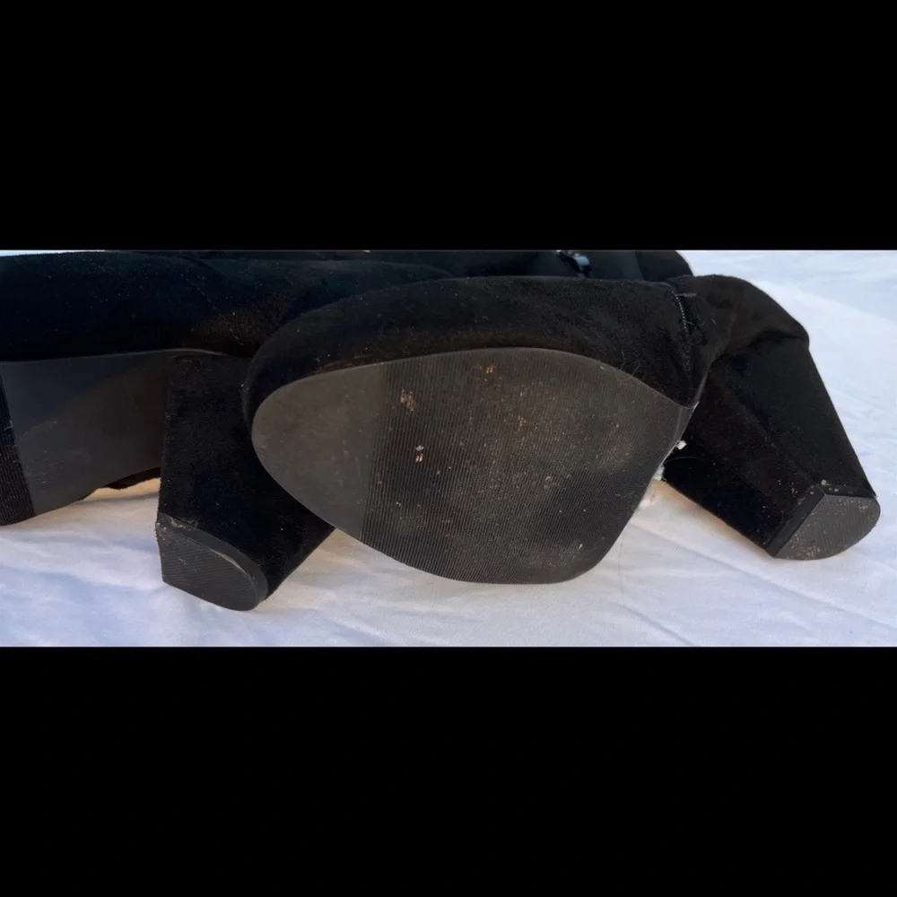 Black Faux Suede Cone Heel Bootie (WW) - Picture 5 of 11